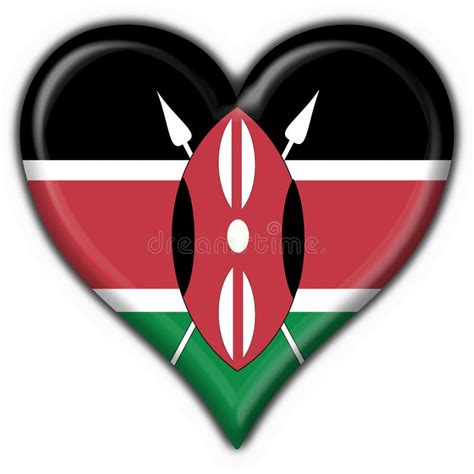 Kenya Button Flag Heart Shape Stock Illustration Illustration Of