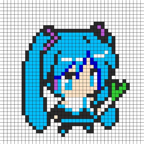 Hatsune Miku Pixel Art Perler Bead Art Anime Pixel Art