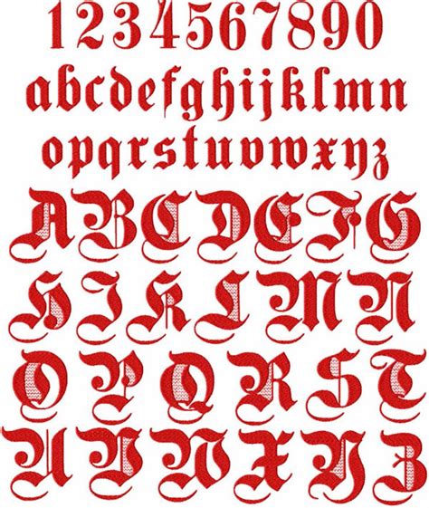 Gothic 2 Alphabet 26 Upper Case Letters 10 Numerals And 26 Lower