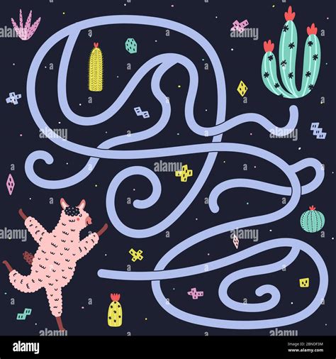 Help Llama To Find The Way To Cactus Funny Colorful Maze Game Stock Vector Image And Art Alamy