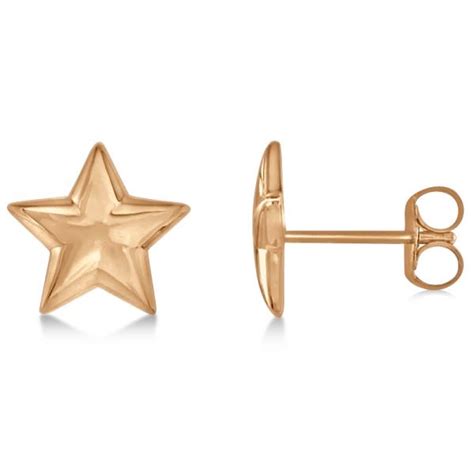 Star Stud Earrings In Plain Metal K Rose Gold Re