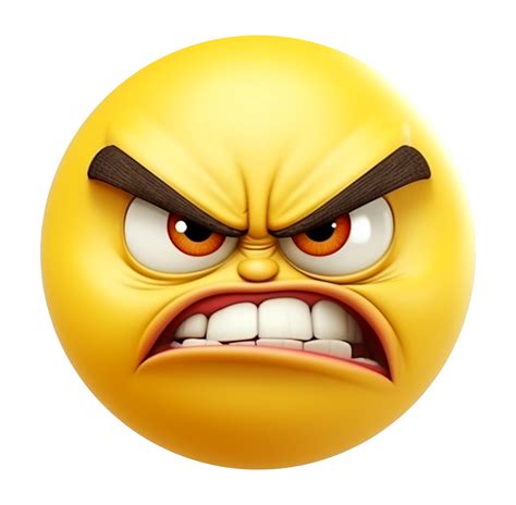 Yellow Emoticon 3d Icon Angry Facial Expression Generative Ai