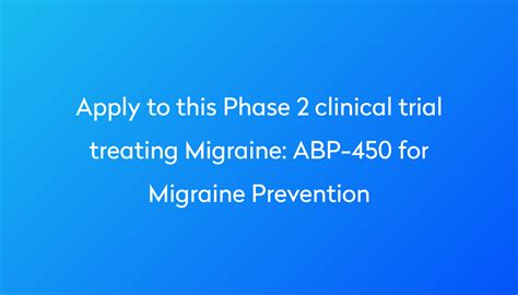 Abp 450 For Migraine Prevention Clinical Trial 2024 Power