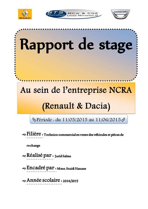 Rapport De Stage Originale