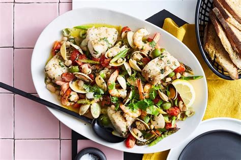 Salt Cured Ling Seafood And Cannellini Bean Tray Bake Recipes