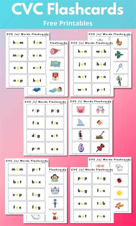 Cvc Word Flashcards With Pictures Free Printables Literacy Learn