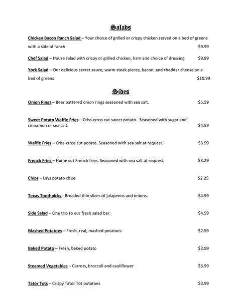Menu at Black Bison Pub, Syracuse