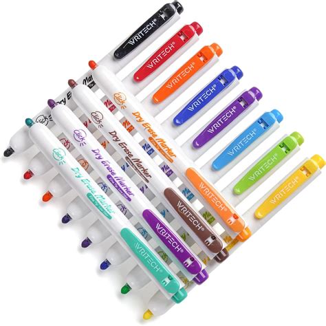 Writech Retractable Dry Erase Markers Fine Tip Assorted Colors Low Odor Multi