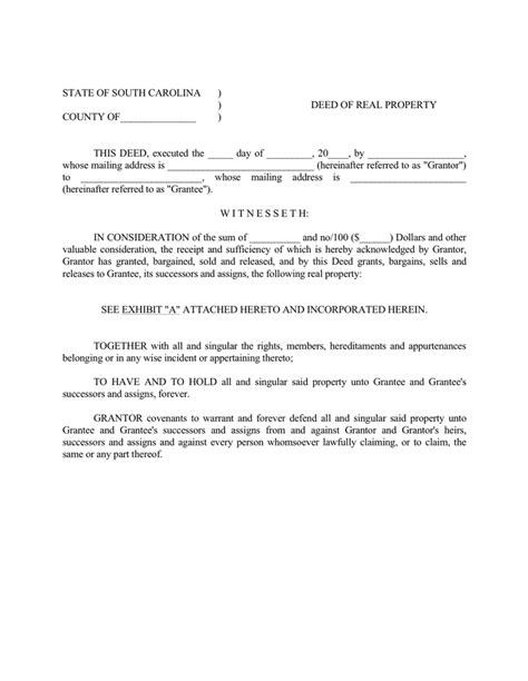 General Warranty Deed Form South Carolina In Word And Pdf Formats
