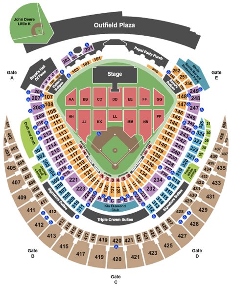 Kauffman Stadium Seating Chart Rows Seats And Club Seats