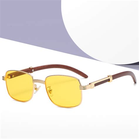 Trendy Sunglasses With Wood Grain Metal Frame Cjdropshipping