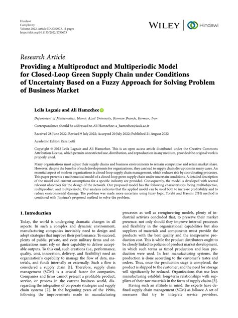 Pdf Providing A Multiproduct And Multiperiodic Model For Closed Loop