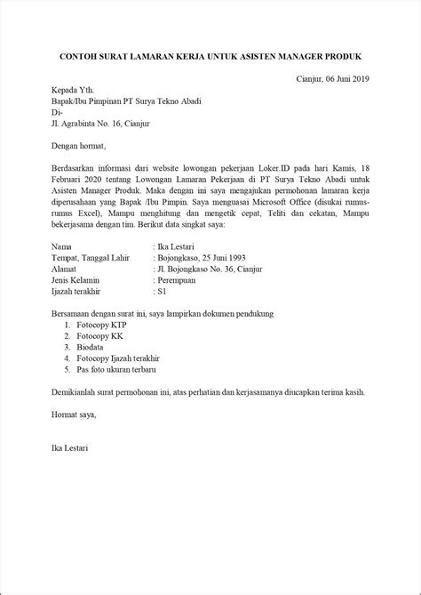 Surat Lamaran Kerja S1 Contoh Surat Lamaran