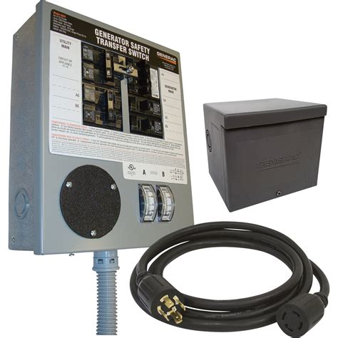A transfer switch is wired into your breaker box. FREE SHIPPING — Generac Prewired Manual Transfer Switch ...
