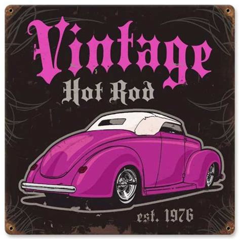 Vintage Vintage Hot Rod Metal Sign 12 X 12 Inches