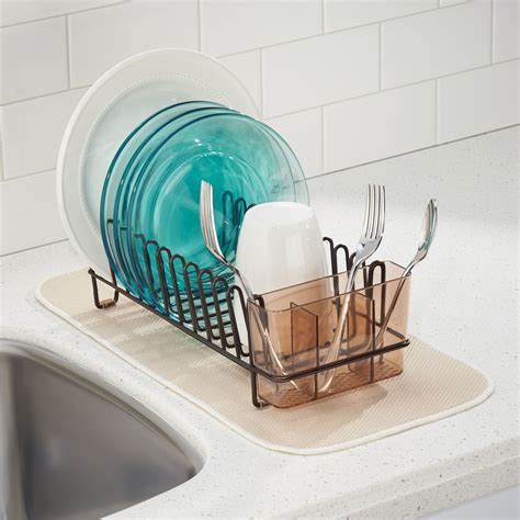 Mdesign Compact Countertop Sink Dish Drying Rack Caddy Ebay