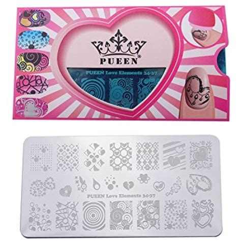 Pueen Nail Art Stamping Plate Love Elements 3 34 37 125x65mm