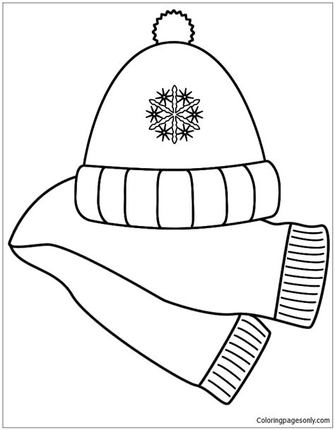 Scarf And Winter Hat Coloring Page Free Printable Coloring Pages