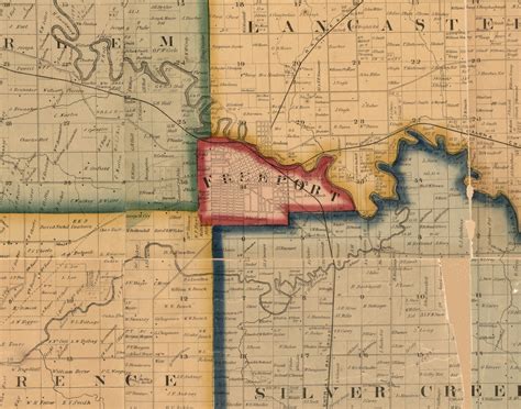 Freeport Illinois 1859 Old Town Map Custom Print Stephenson Co