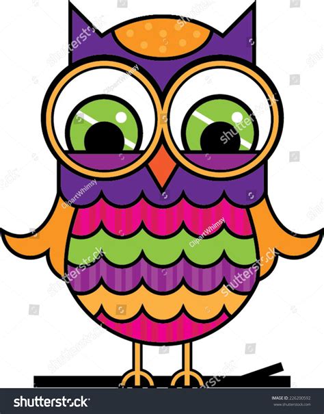 Colorful Cute Cartoon Owl Stock Vector Illustration 226200592