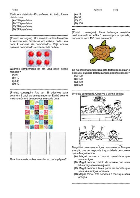 Problemas De Multiplicação E Divisão 6 Ano