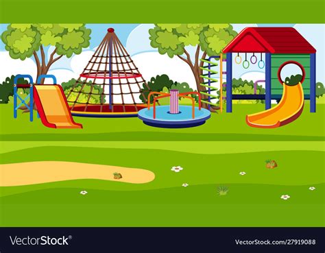 An Outdoor Scene With Playground Royalty Free Vector Image