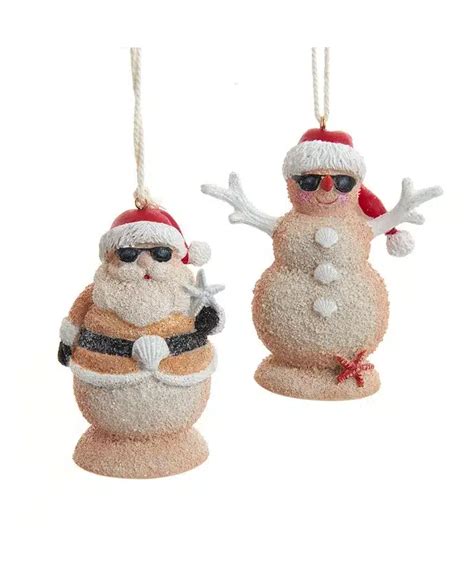 Sand Santa And Snowman Ornaments Set Of Winterwood Gift Christmas