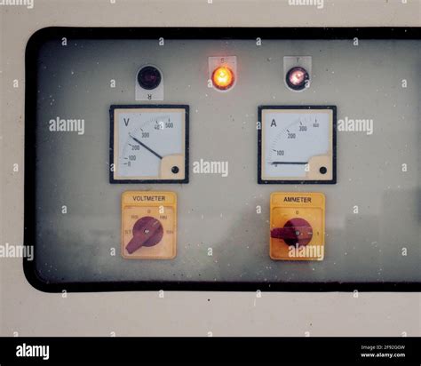 Dashboard Indicating Electrical Information In The Control Panel Stock