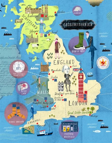 England enjoys maritime temperate climate and has mostly plain and low hill terrains. Martin Haake - Great Britain brands map | England | Pinterest | Britain, Illustrated maps and ...