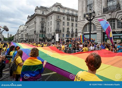 People Parading At The Pride Parade 2019 At London City Uk Editorial