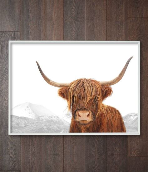 Highland Cow Painting Highland Cow Art Highland Cattle Cow Art Print