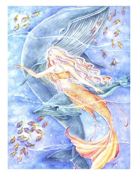 Mermaid Art Print Atlantic Mermaid Mermaid With Blue Etsy Mermaid