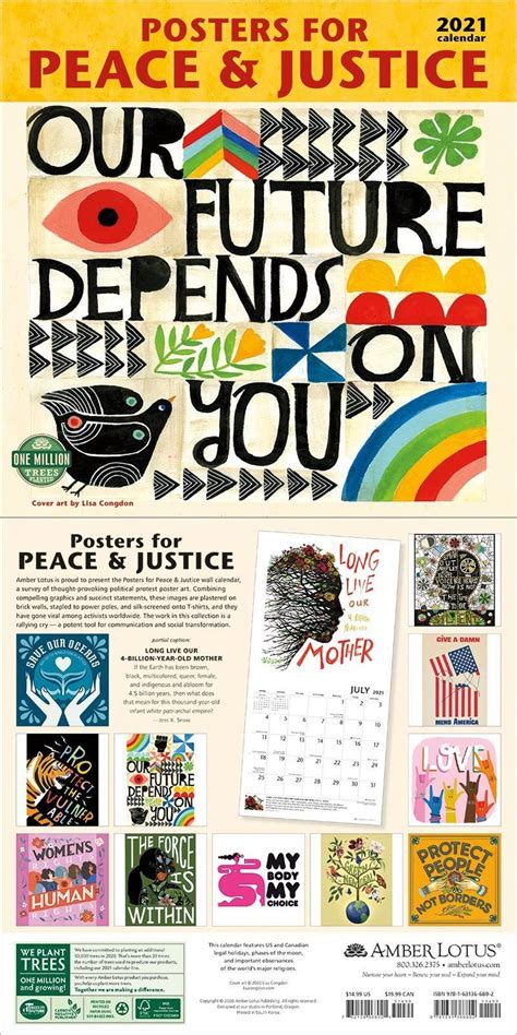 Posters For Peace And Justice 2023 Wall Calendar Peace Justice Wall