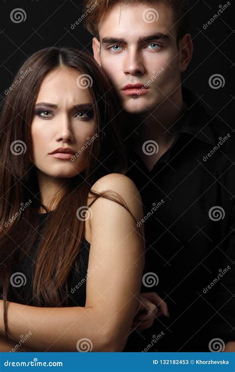 Passion Couple Beautiful Young Man And Woman Closeup Over Stock Image Image Of Chin Looking