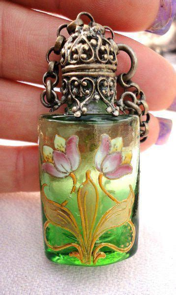 Unique Victorian Era Bohemian Moser Enamel Glass Perfum Bottle