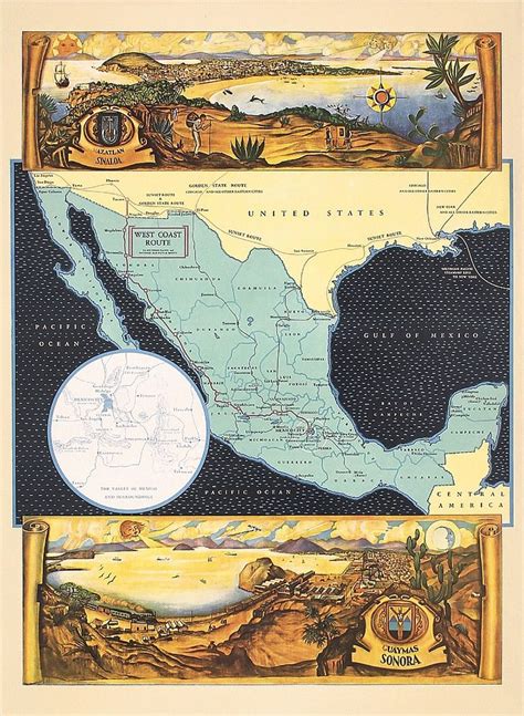 Sold Price Original 1930s Mexico West Coast Travel Map Poster