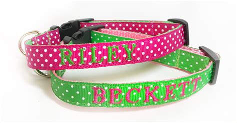 Embroidered Dog Collar Personalized Dog Collar Pink And Etsy