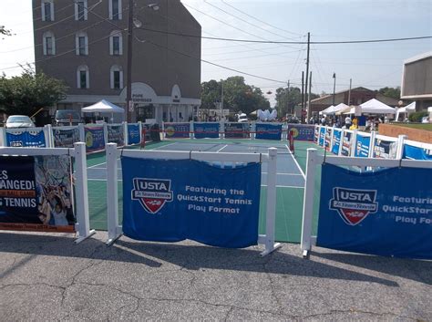 The United States Tennis Association Booth Allowed To Youth To Get Some Tennis Exercise At The