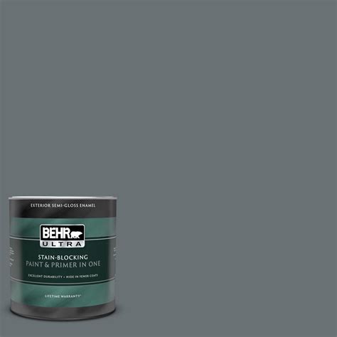 Behr Ultra 1 Qt Mq5 28 Dawn Gray Semi Gloss Enamel Exterior Paint And