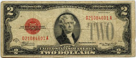1928d Two Dollar Us Note Legal Tender Red Seal D21084601a Etsy