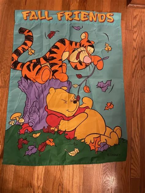 DISNEYS WINNIE THE Pooh And Tigger Too FALL FRIENDS Yard Flag 29 X40