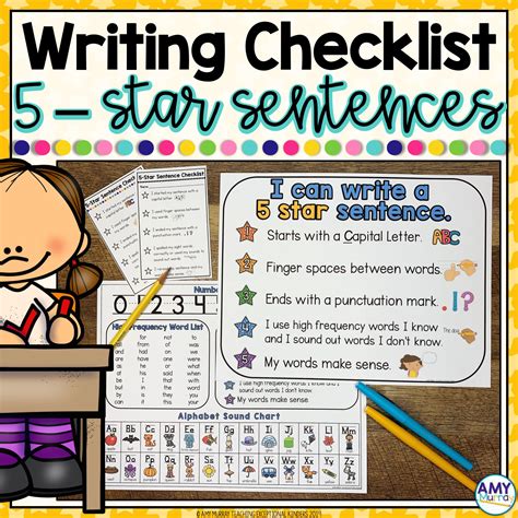 Student Writing Checklist 5 Star Sentences Teaching Exceptional Kinders