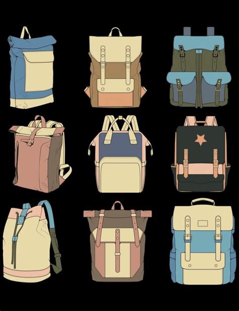 Premium Vector Hand Drawn Colorfull Vector Set Of Backpacks Cartoon