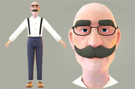 3d Model Cartoon Uncle Vr Ar Low Poly Cgtrader