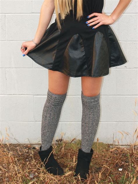 Skater Skirt Thigh High Socks Thigh High Outfit Women Clothing Boutique Fashion