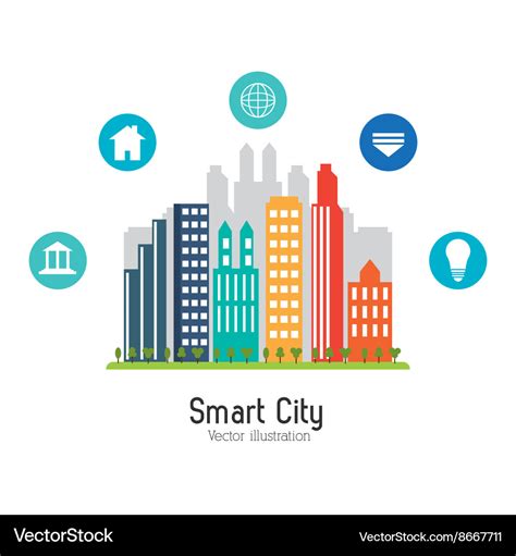 Smart City Design Social Media Icon Technology Vector Image