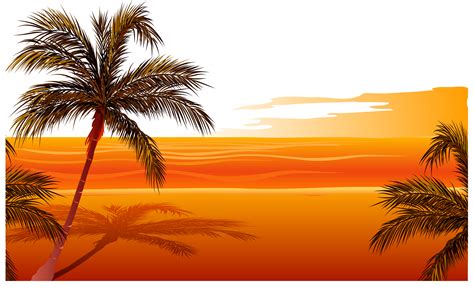 Beach Sunset Drawing Clip Art Vector Sunset Beach Png Download 3871