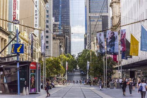 Downtown Street And Train Melbourne Editorial Photo Image Of