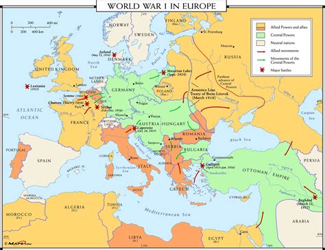 World War I In Europe Map