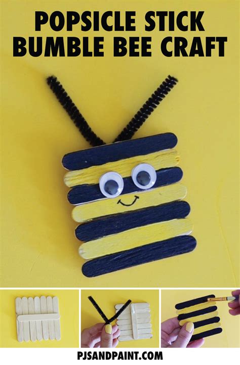 Popsicle Stick Bumble Bee Craft Pjs And Paint